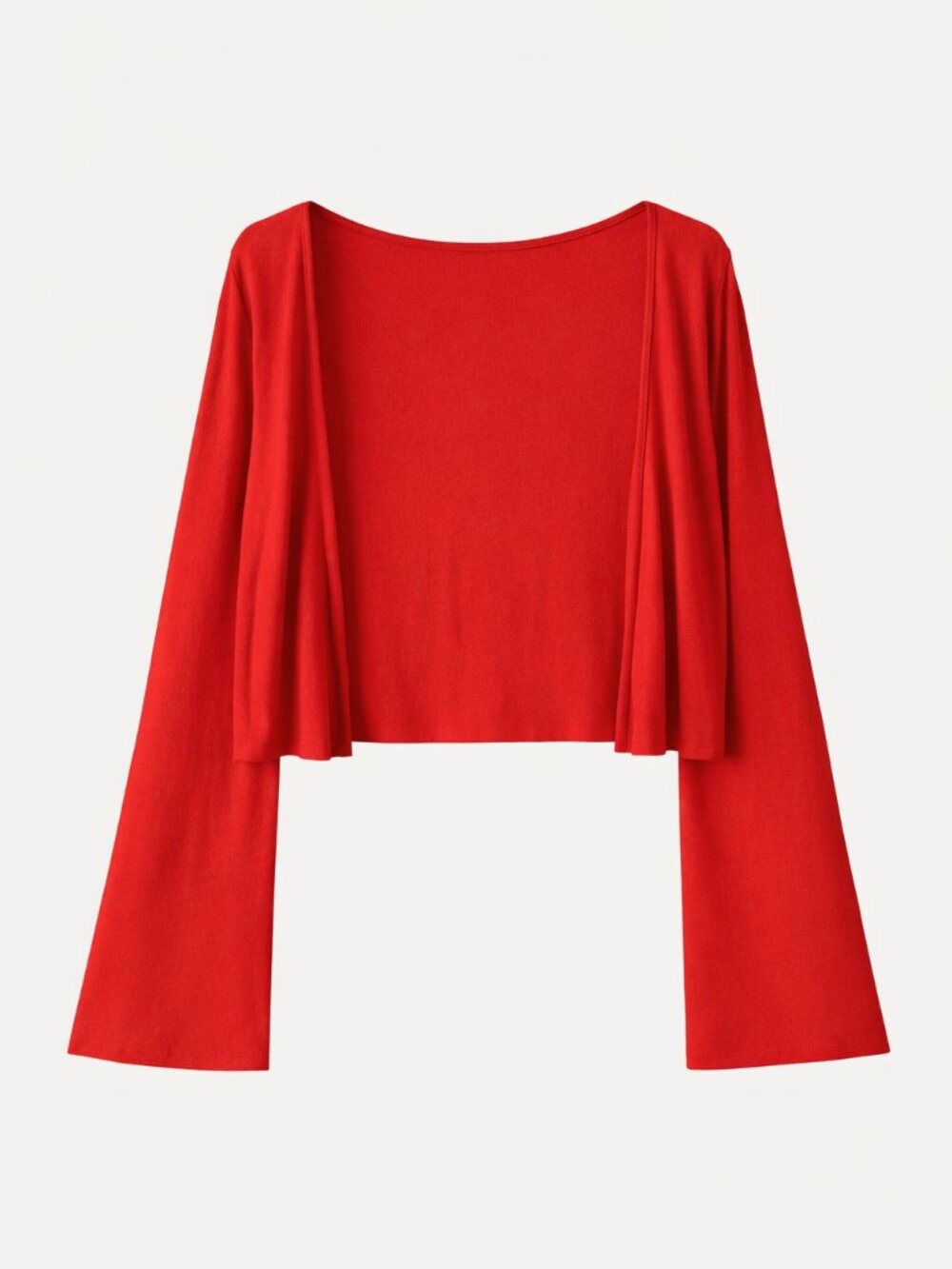NWT OGL Wool Blend Soft Bell Sleeve Cropped Lightweight Cardigan Red Small